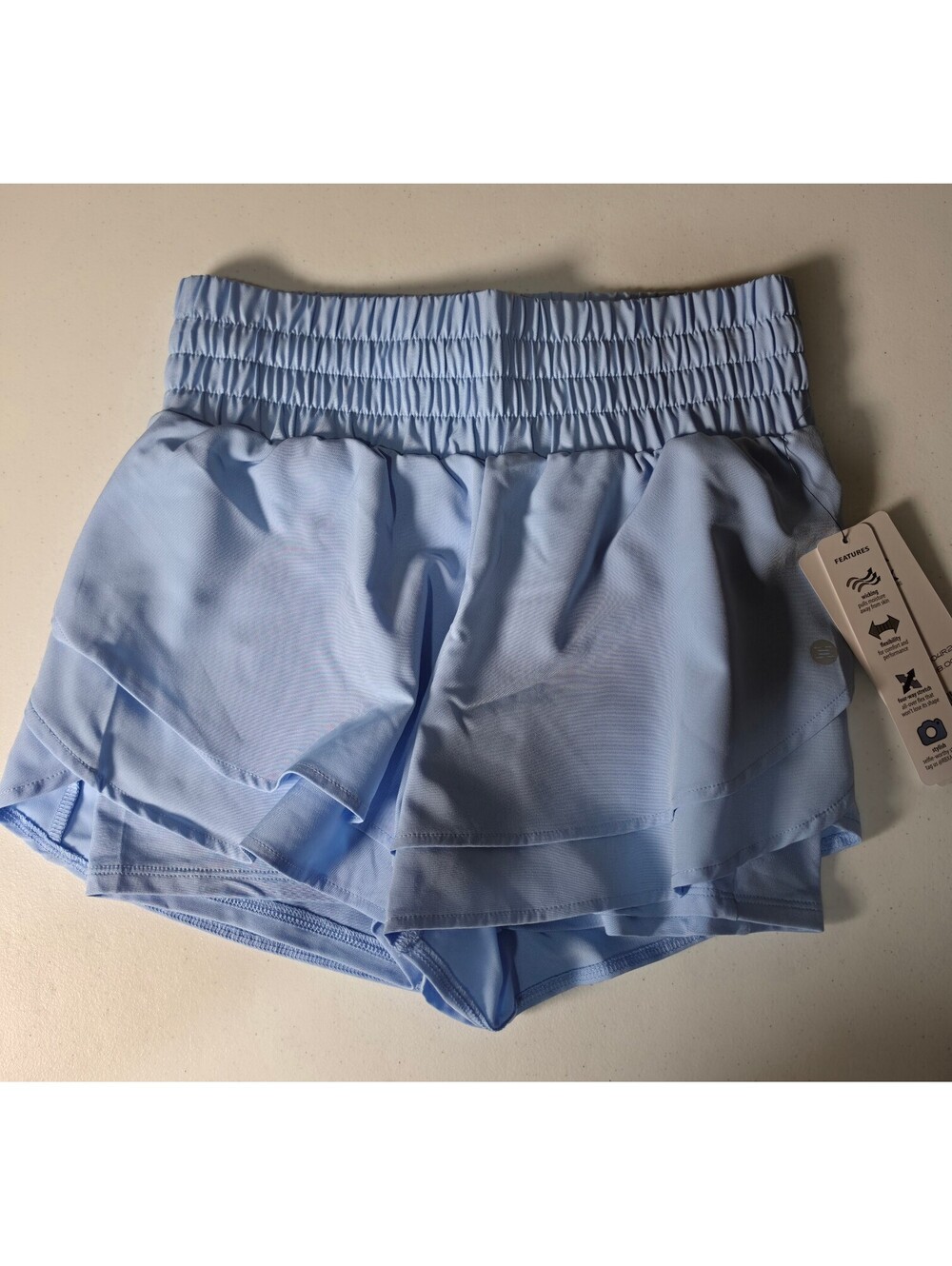 RBX Light Blue Athletic Shorts with Elastic Waistband XS